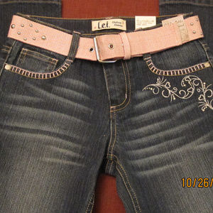 GiRLS LEI Denim Blue Jeans w/belt size 10 NWT